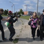 Rosita and Jim on route to Brandenburg Tor woth the film crew. Photo: Sabrina Mikolajewski