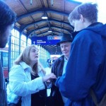 Rosita and her husband Jim at S-Bahn Friedrichstrasse with the film crew